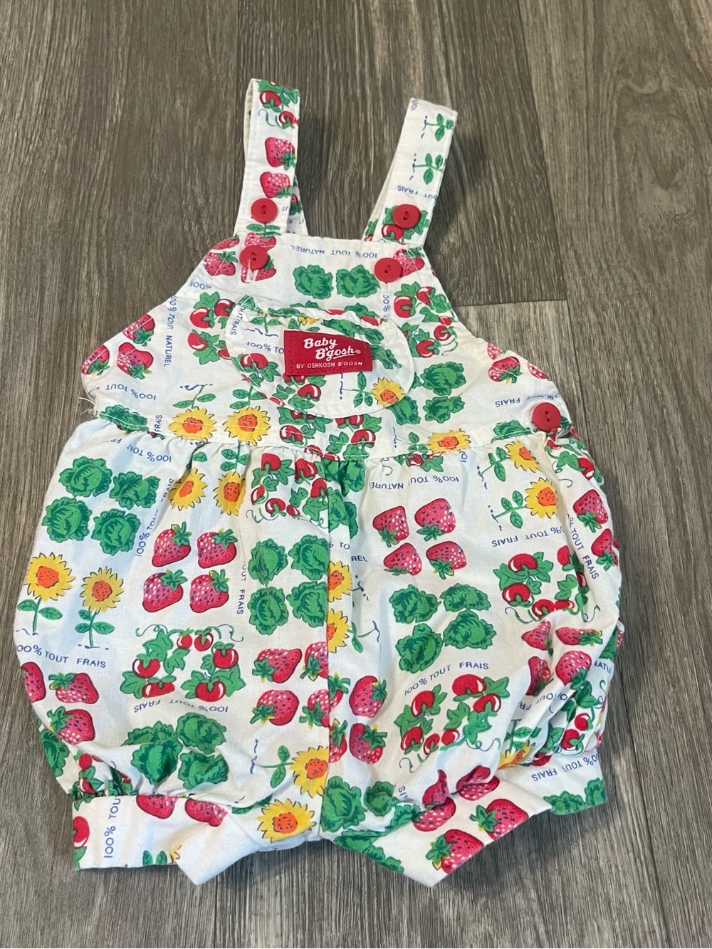 Vintage OshKosh B’Gosh Strawberry & Sunflower Garden Print Romper